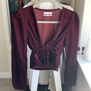 Urban outfitters velvet sinch long sleeve top